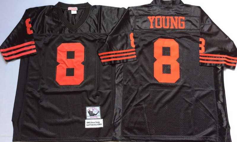 49ers Steve Young Black M&N Throwback Jersey